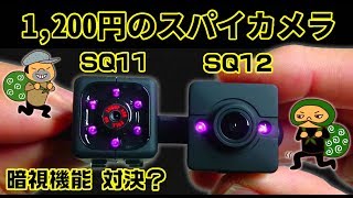 たった1200円のアクションカメラ SQ11 SQ12 暗視モード比較！ [upl. by Rehnberg]