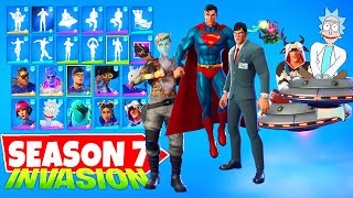 Fortnite Chapter 2 Season 7 Leaked Skins end Emotes Superman Rick and Morty Skins New Emotes [upl. by Merri542]