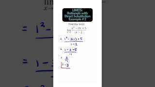 Limits  Solving Rationals using Direct Substitution maths calculus mathematics shorts [upl. by Anail]