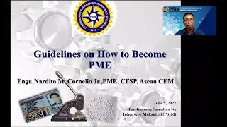 LIVE  2022 Guidelines on How to Become a PME by Engr Nardito M Cornelio Jr PME CFSP ASEAN CEM [upl. by Attenyl441]