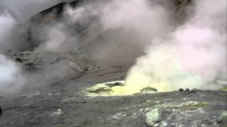 Fumaroles inside Mutnovsky volcano Kamchatka Russia [upl. by Nirda69]