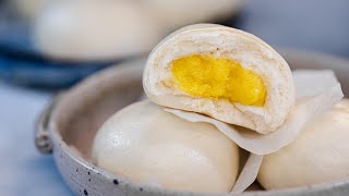 DIM SUM  Steamed Custard Buns Recipe [upl. by Natiha]