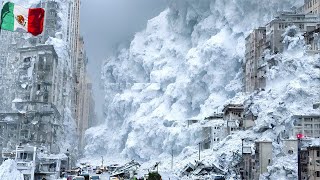 Mexico is in chaos Nineinch hail and 120mph windstorms engulfed the city under snow and ice [upl. by Duyne530]