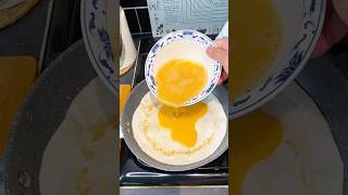 Simply pour 3 eggs onto the tortilla An amazing breakfast shorts asmr ytshorts short food yt [upl. by Uokes]