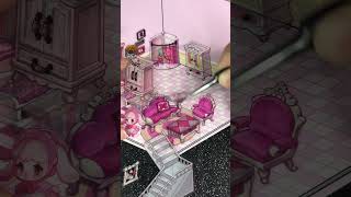 Cute pink bedroom scene stickers  isometric miniature 3d room sticker decorations [upl. by Natika]