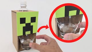 DIY Cardboard Water Dispenser！FUNNY Minecraft Creeper Cardboard Craft Idea [upl. by Desiree]