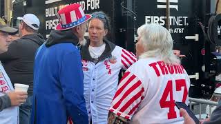 Trump MSG rally Thousands line up [upl. by Dnumde]