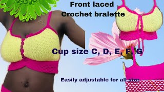 How to make Crochet bralette l bra top all cup sizes for beginners l bigger bust and plus size [upl. by Quiteri780]