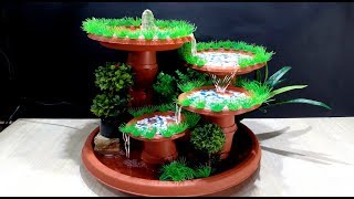 How to make Terracotta Fountain with plastic pots  DIY [upl. by Nivel]