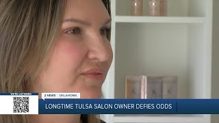 Tulsa salon owner and medical miracle celebrates 20 years in business [upl. by Noeled742]