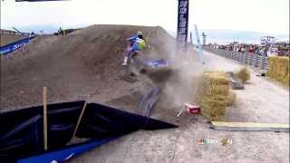 Malcolm Stewart Runs Justin Barcia Off the Track  2013 Utah MX 450 Moto 1 [upl. by Ahselrac]