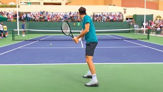 Roger Federer amp Tomas Berdych  IW Court Level Practice [upl. by Airehs]