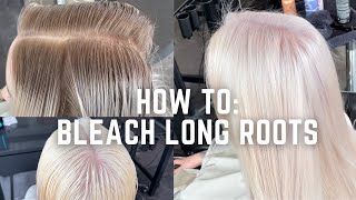 How to bleach long roots to white blonde tutorial  platinum bleach out [upl. by Marita]