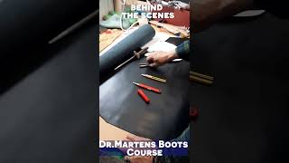 Cutting leather for Dr Martens shoes course behind the scenes [upl. by Ahsimik]