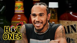 Lewis Hamilton Goes Full Send While Eating Spicy Wings  Hot Ones [upl. by Arzed228]