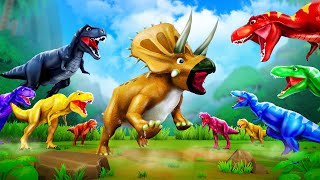 Giant T REX VS Triceratops  Super Dinosaurs Epic Battles  Jurassic World Dinosaur Cartoons [upl. by Ihskaneem]