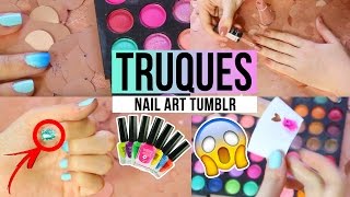 TRUQUES PARA UNHAS  COMO FAZER NAIL ART TUMBLR  Juliana Motta [upl. by Eanom]