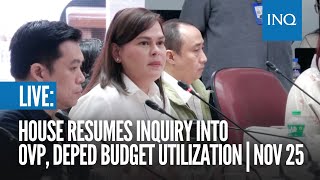 LIVE House resumes inquiry into OVP DepEd budget utilization  Nov 25 [upl. by Ecirehs115]