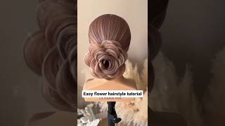 😱 Easy flower hairstyle for girls fashionweddinghairstyleshairstylehairbunhairhairjudashorts [upl. by Darraj]