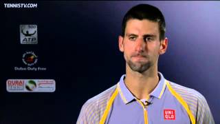 Djokovic Discusses Dubai Second Round Win [upl. by Saenihp]