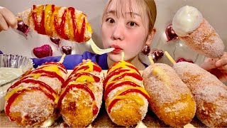 ASMR Cheesy Corn Dogs【Mukbang Eating Sounds】【English subtitles】 [upl. by Canning]