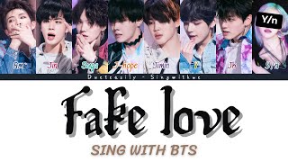 BTS DUET KARAOKE  FAKE LOVE  8 Members   Easy Lyrics and Backing vocals [upl. by Vokay]