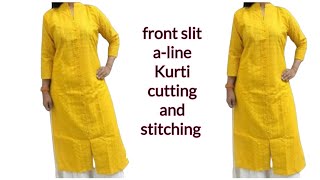 Front Slit Aline Kurti Cutting And Stitching V neck Kurti cutting and stitching [upl. by Manno]