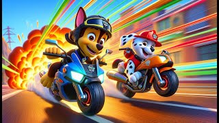 Paw Patrol Ultimate Rescue  MARSHALL vs CHASE Joins The Rainbow Motorcycle Race  Rainbow 3 [upl. by Llehsam64]