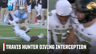 Travis Hunter with a DIVING INTERCEPTION vs UCLA 🙌  ESPN College Football [upl. by Neela822]