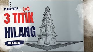 Cara Menggambar Perspektif 3 Titik Hilang Sudut Pandang Mata Katak atau Mata Cacing [upl. by Feeley452]