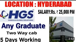 Latest jobs in HGS Walk in interview Hyderabadany degreefresherscab facilityMnc jobshyb jobs [upl. by Hermann]