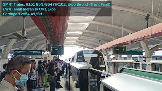 Expo Bound  Track Fault SMRT Trains  Alstom R151 853854 Tanah Merah → Expo [upl. by Aiuhsoj]