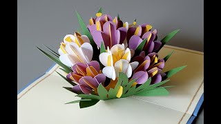 Crocus Flower PopUp Card  SVGPDF File  Assembly Tutorial [upl. by Ailima]