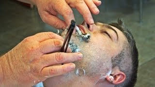 Haircut and Straight Razor Shave at Trenton Barber amp Beauty [upl. by Natanhoj]