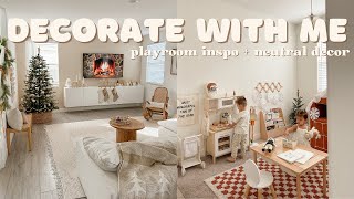 kids playroom Christmas inspo  neutral decor  decorate with me [upl. by Layap816]