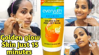 Everyuth Naturals golden glow peel off mask review in telugu  how to use golden glow peel off mask [upl. by Melc]