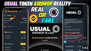 USUAL AIRDROP WITHDRAWAL ON BINANCE  NEW AIRDROP LISTING ON BINANCE  TOKEN WITHDRAW [upl. by Figge]