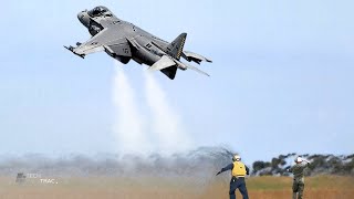 Incredible Skills of US AV8B Harrier II Pilots Showcase Insane Jumps [upl. by Atileda]