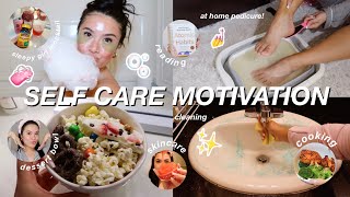 SELF CARE MOTIVATION  clean with me pamper night at home pedicure cooking reading amp more [upl. by Yahska]