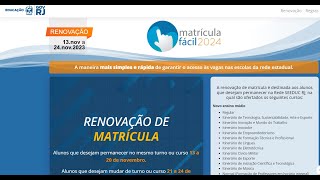 Matrícula Fácil 2024  rede estadual do Rio de Janeiro calendário inscrições online [upl. by Anayi]