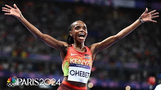 Beatrice Chebet adds a SECOND gold medal in Paris with 10000m victory  Paris Olympics  NBC Sports [upl. by Mitzi]