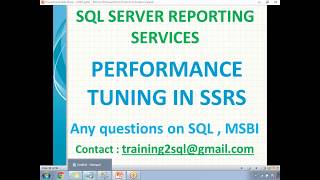 29 SSRS Performance Tuning Techniques and Tricks [upl. by Tades]