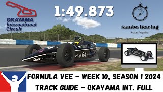 iRacing Formula Vee Okayama Circuit Full  Track Guide  149873 Sim Racing Tips Week 10 S1 2024 [upl. by Ryhpez160]