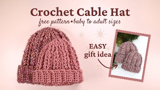 Bulky Crochet Cable Hat  Free Pattern  Made on Mill [upl. by Nosnhoj]