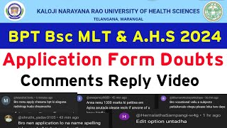 KNRUHS BPT BSC MLT amp AHS 2024 Application Form Doubts Clarification [upl. by Azilem977]