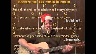 Rudolph The Red Nosed Reindeer Christmas Strum Guitar Cover Lesson Sing and Play [upl. by Ogu]