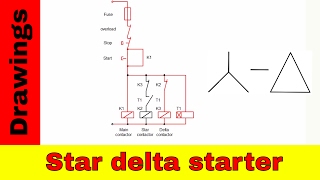 Stardelta starter control and power circuit diagram [upl. by Aleinad]