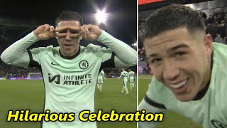 Enzo Fernandez goal and hilarious celebration vs crystal palace in premier league [upl. by Witha]