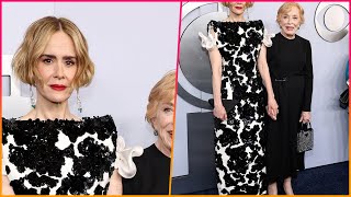 Tony Awards 2024 Sarah Paulson 49 stuns in a floral sequin dress as she joins her partner [upl. by Esilana]