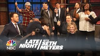 The Parks and Recreation Cast Sings “Bye Bye Li’l Sebastian”  Late Night with Seth Meyers [upl. by Portie]